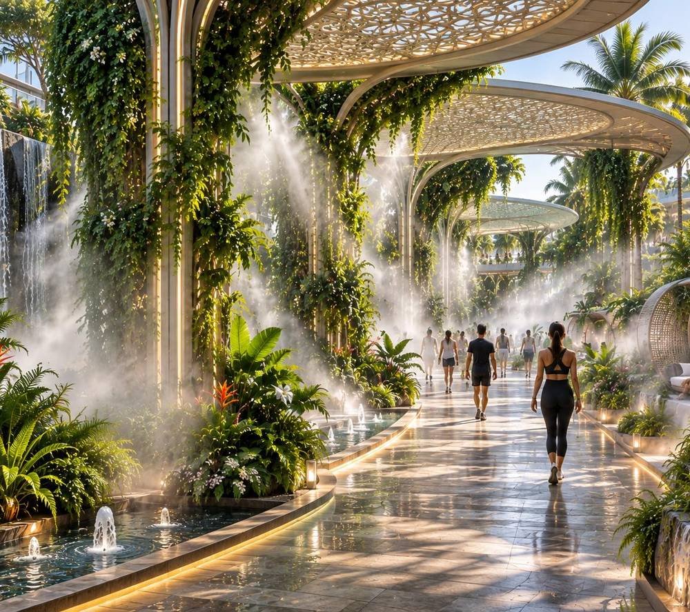 Cooling mist walk