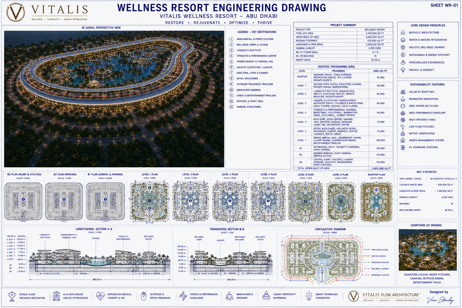 Vitalis Wellness Resort concept engineering drawing